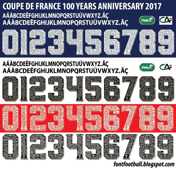 Font Vector Coupe de France 100 Years Ans Anniversary 2017 2018 kit