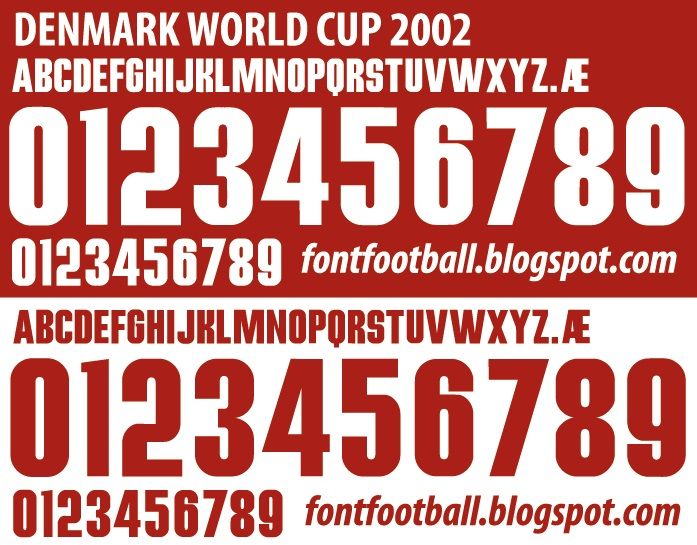 Font Vector Denmark World Cup 2002 kit