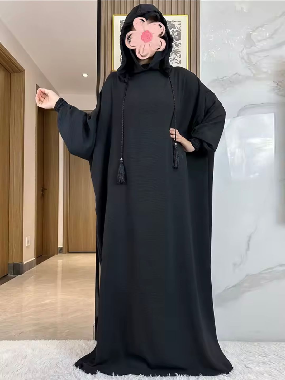 Abaya Premium à Double Capuche – Élégance Musulmane en Coton