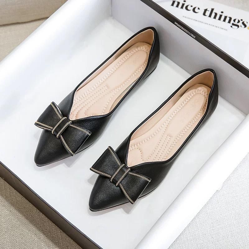 Italian style cooperate flat shoes (Black)