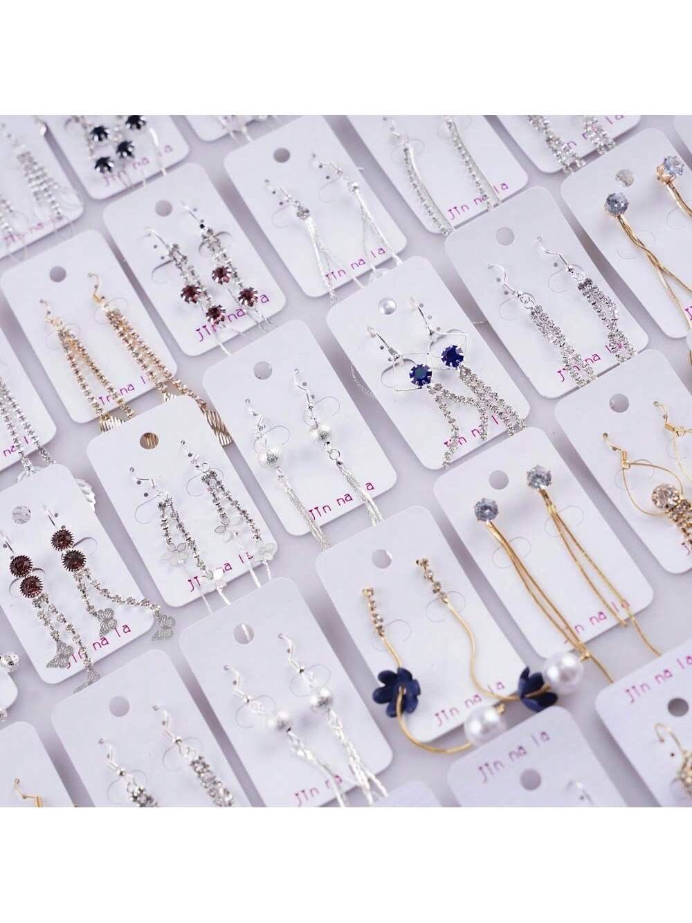 20 paires/lot Boucles d'oreilles élégantes à strass en forme d'étoile et de larme avec gland, convenant pour le port quotidien, les festivals, les bijoux, les mariages et les accessoires de fête pour femmes
