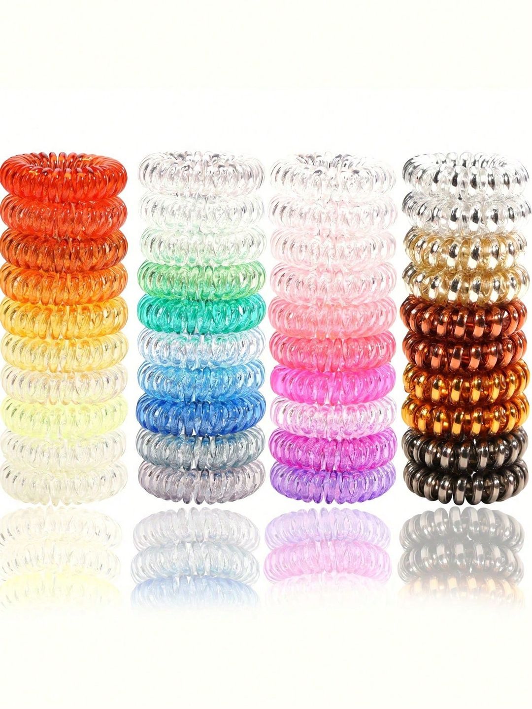 80/50/30/10 pièces (couleur aléatoire) Élastiques à cheveux en spirale couleur bonbon, élastique à chignon haute élasticité, mini-élastiques à cheveux en spirale, accessoires pour queue de cheval et chignon, porte-queue de cheval, élastiques à cheveux, bandes élastiques à cheveux, chouchous, corde à cheveux