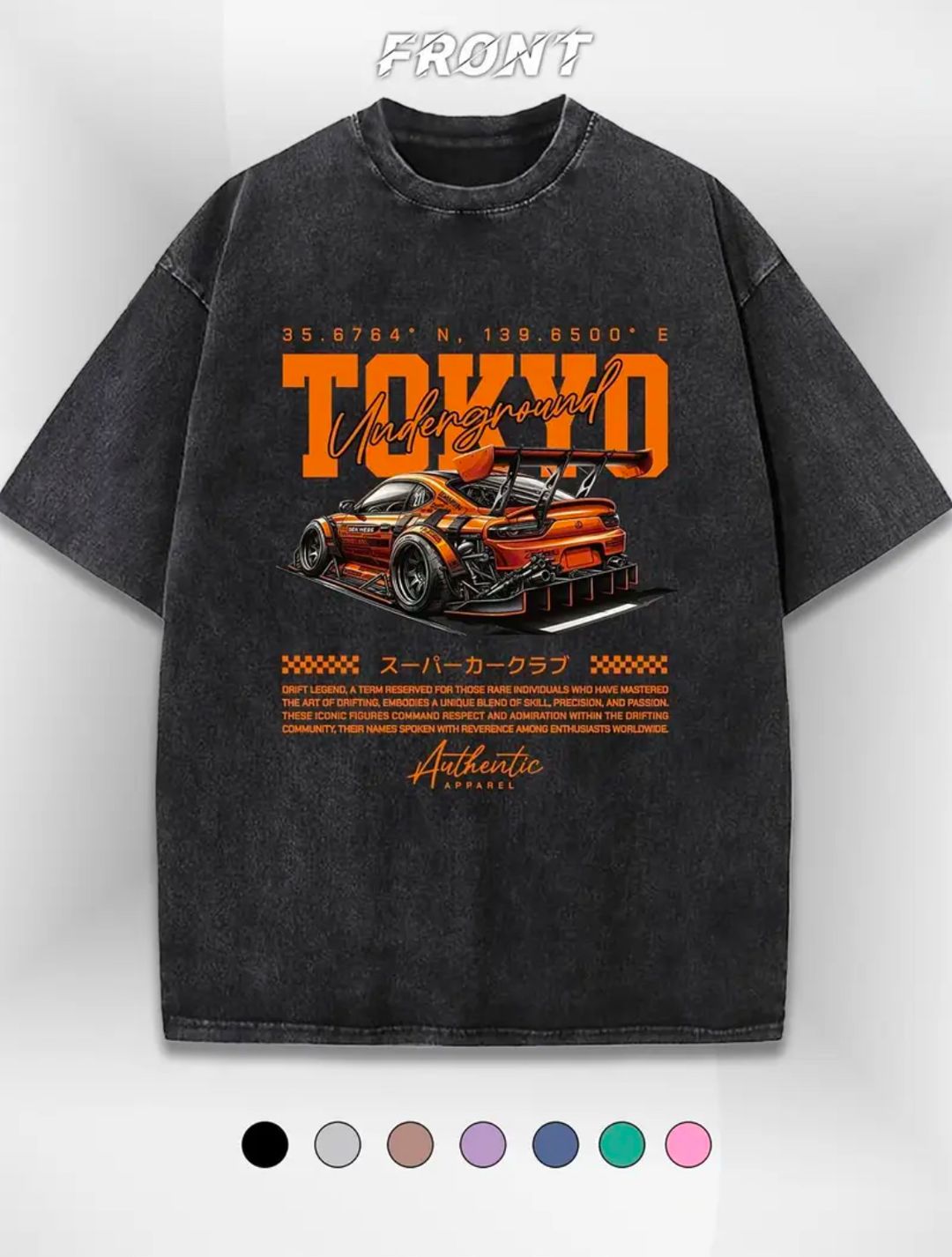 T-shirt en coton épais rétro imprimé avec un motif