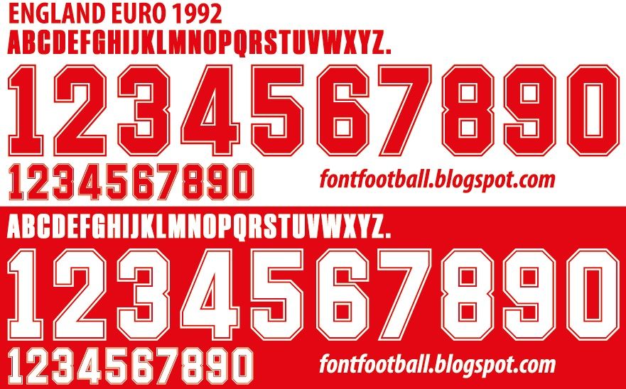 Font Vector England Euro 1992 kit