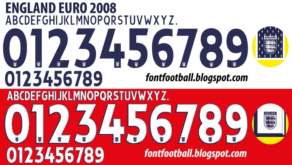 Font Vector England Euro 2008 kit