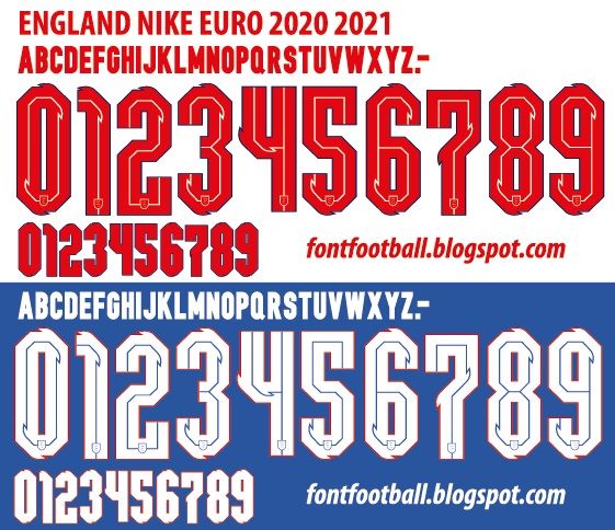 Font Vector England Euro 2020 2021 kit