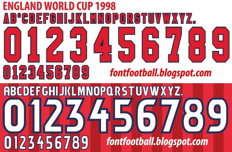 Font Vector England World Cup 1998 Shirt