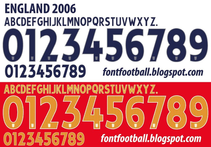 Font Vector England World Cup 2006 kit