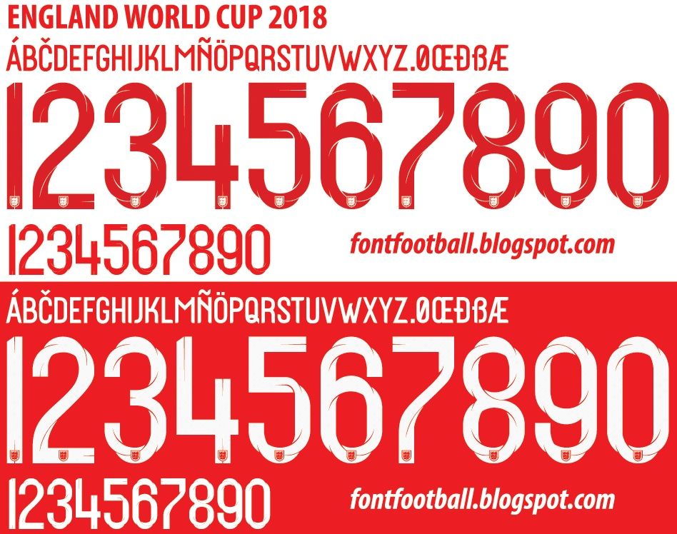 Font Vector England World Cup 2018 kit