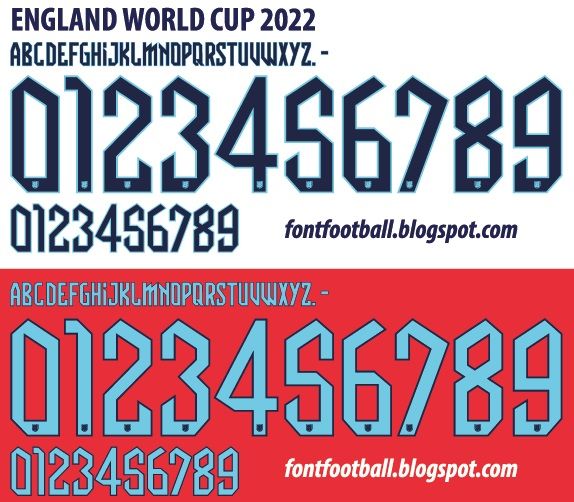 Font Vector England World Cup 2022 kit
