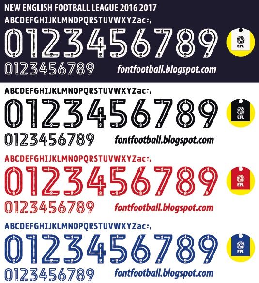 Font Vector English Football League 2016 2017 kit