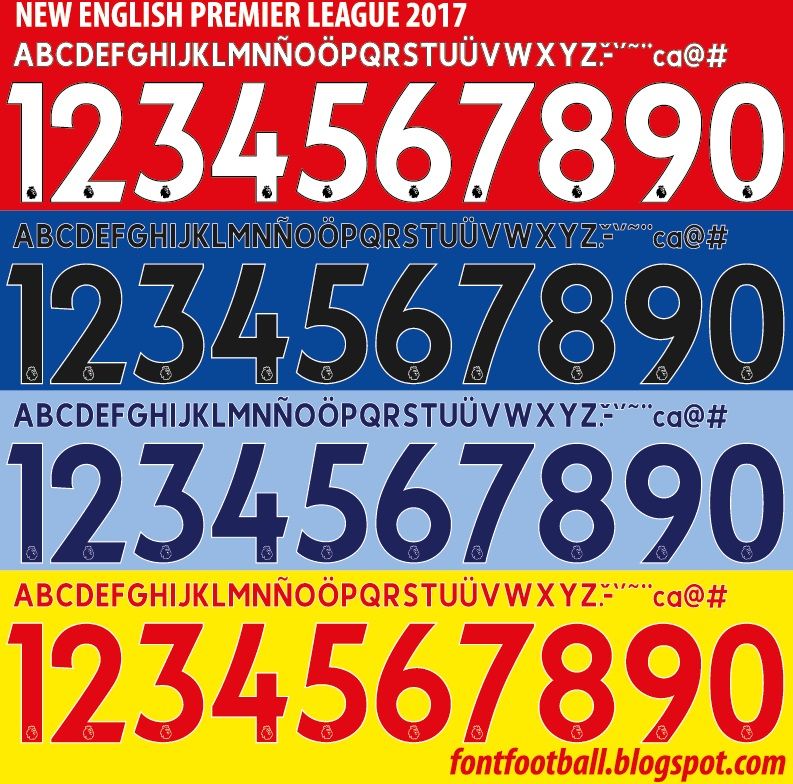 Font Vector English Premier League 2017 kit
