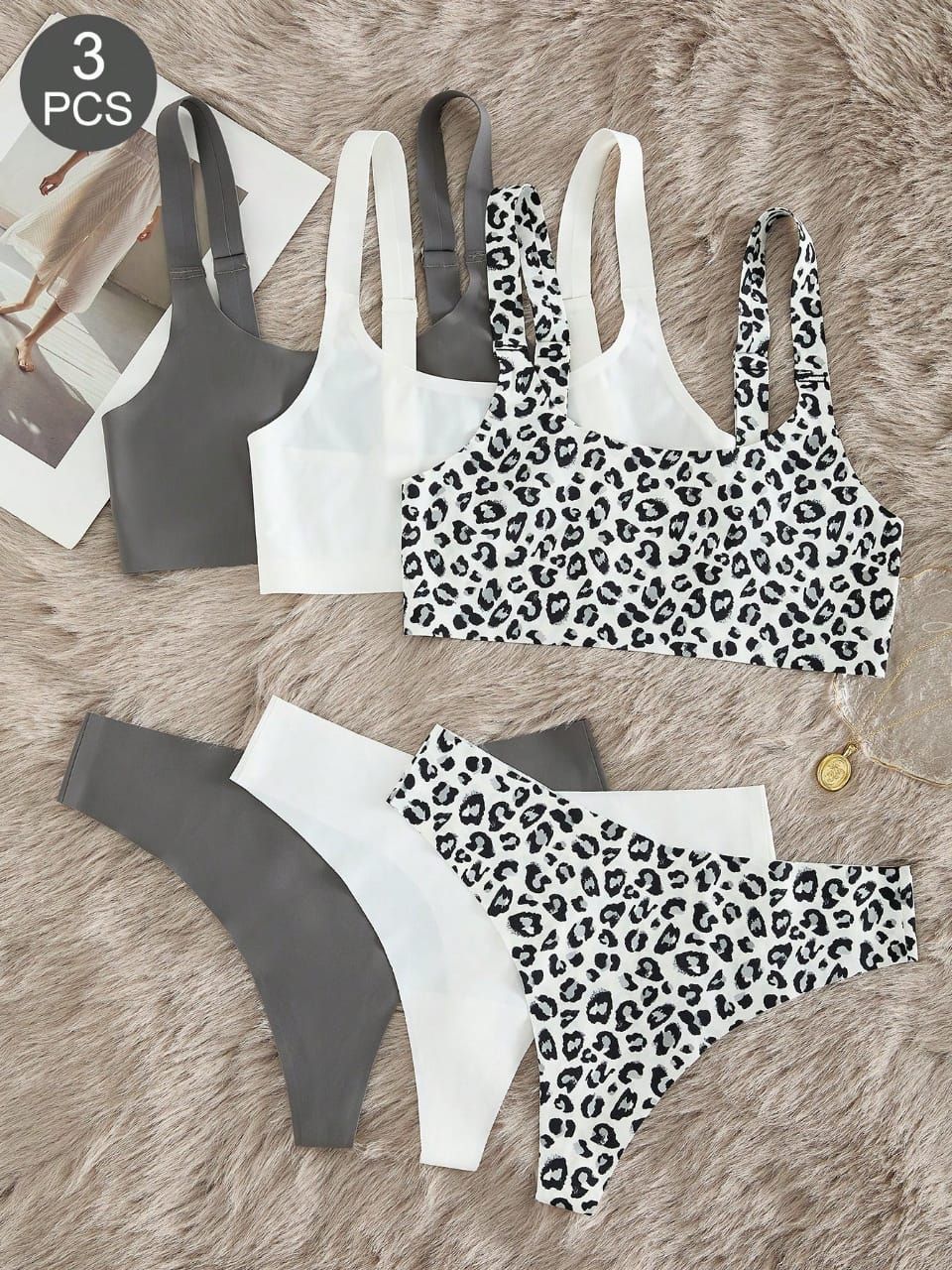 Women's Unlined Wireless Bra And Low-Waist Thong Panty Set