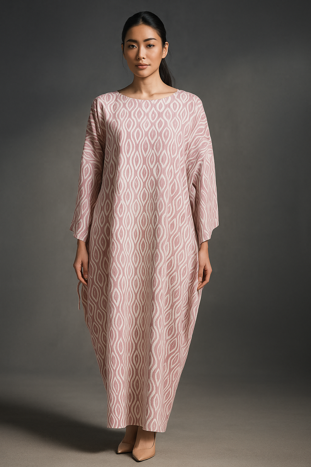 KAFTAN ABAYA DAUN WITH DIAMANTE CRYSTAL LONG SLEEVE  : PURPLE BELACAN