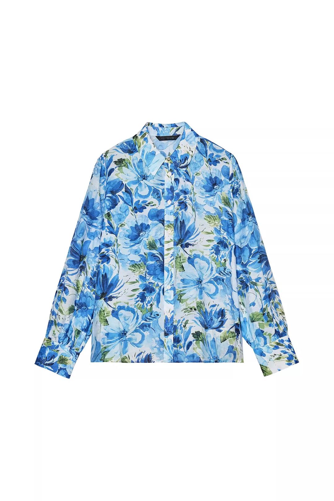 Chemise Zara bleu fleurie