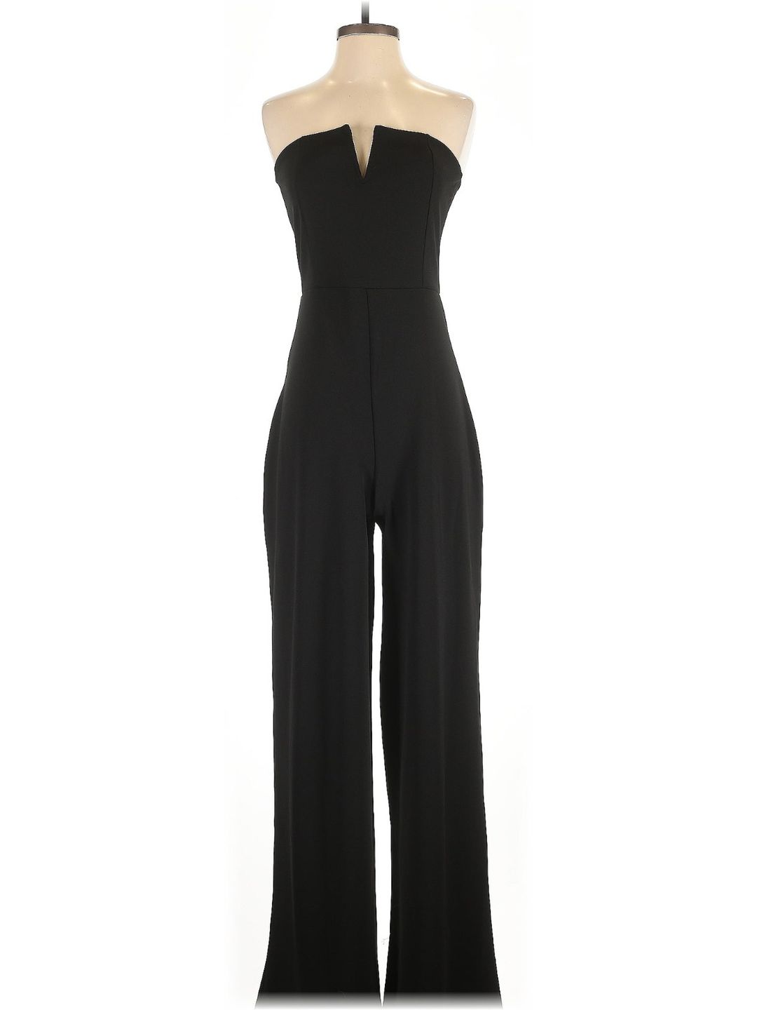 Enterizo strapless negro con escote V (Talla 6)