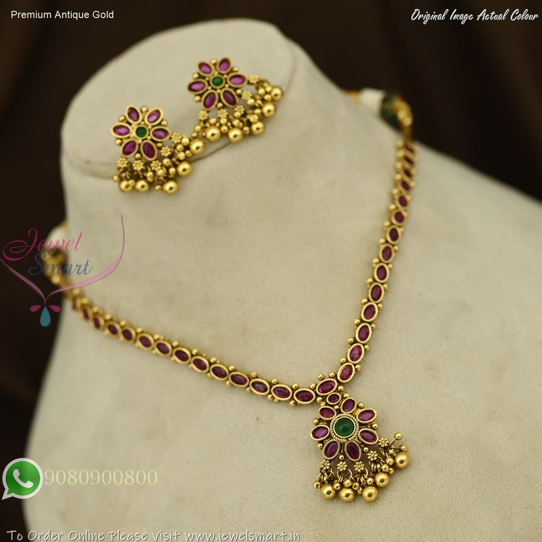 Antique Gold Plated Attigai Necklace 