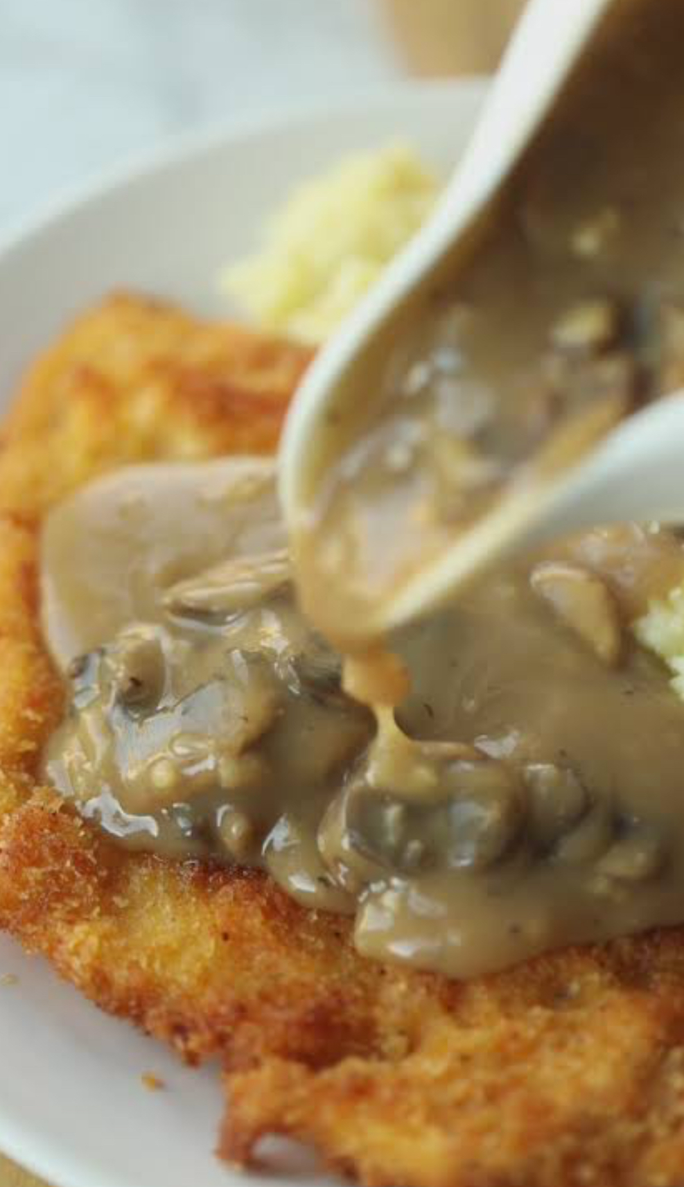 Chicken Schnitzel with Mushroom Sauce & Pumpkin Pie