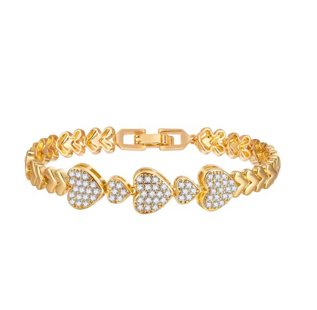 Vnox – Bracelet à breloques cœur en zircone cubique scintillante pour femmes, bijou élégant cadeau d’anniversaire
