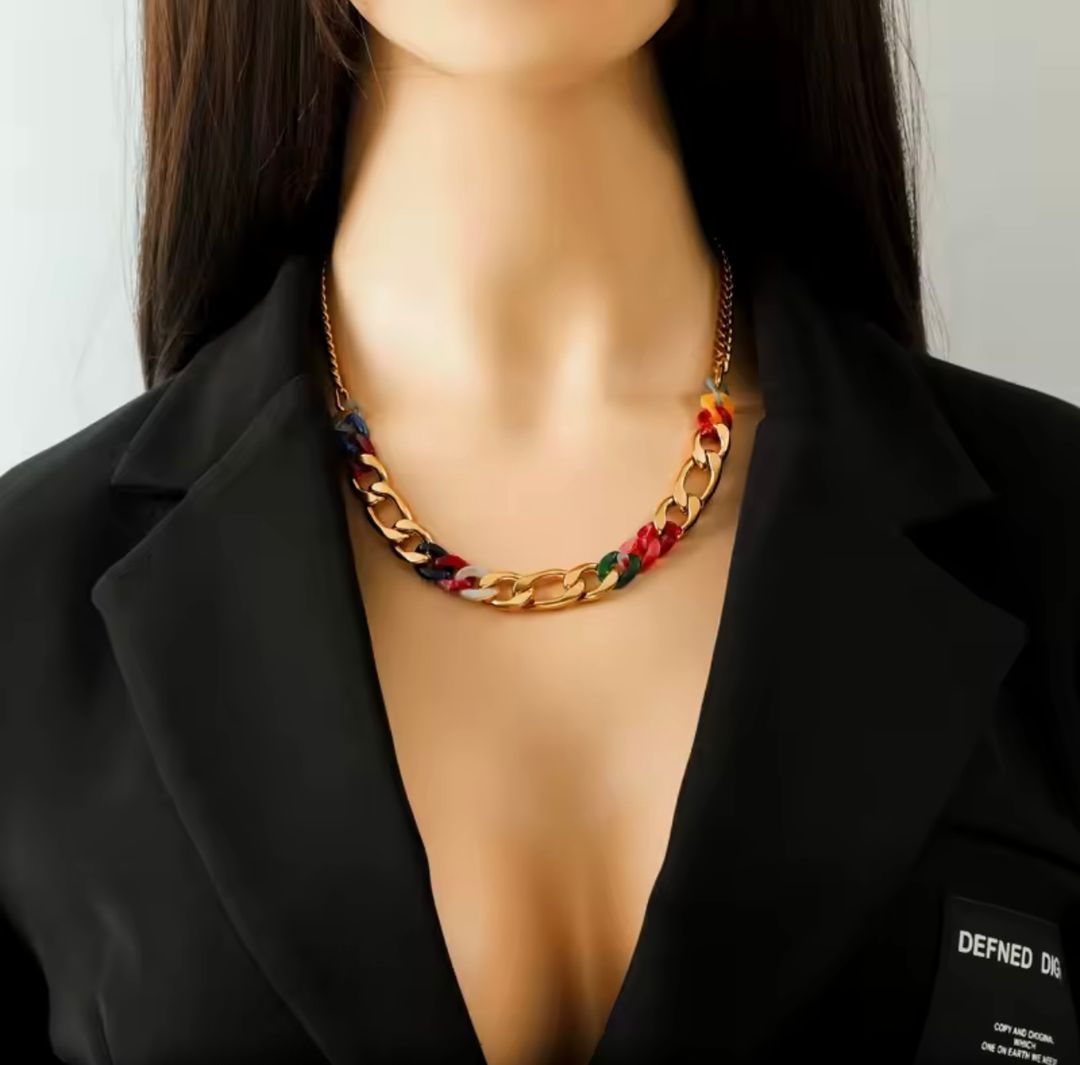 Ensemble Collier et Bracelet Femme en Acier Inoxydable 316L, Chaîne Épaisse Style Punk Exagéré – Bijoux Mode, Cadeau Parfait pour Fête