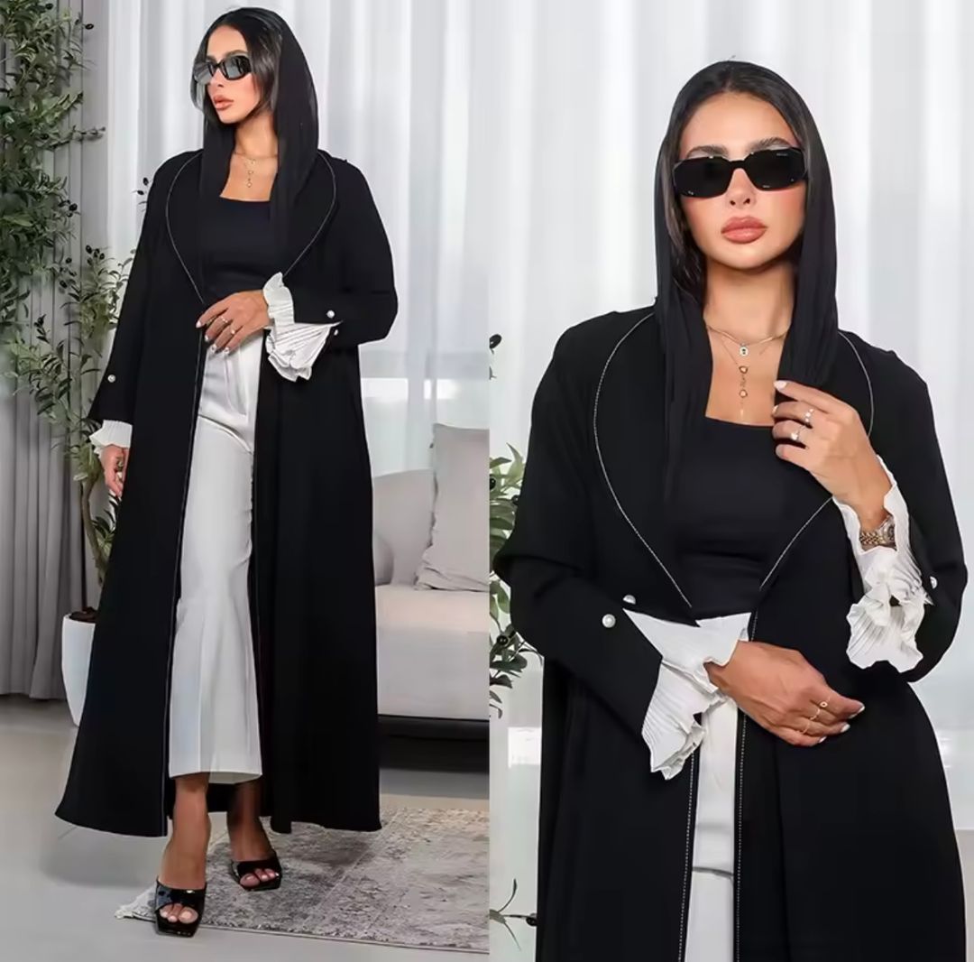 Abaya élégante pour femmes – Robe caftan style Dubaï à manches plissées