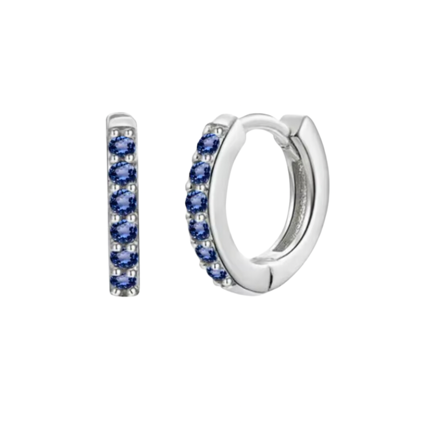 Silver blue crystal hoops 