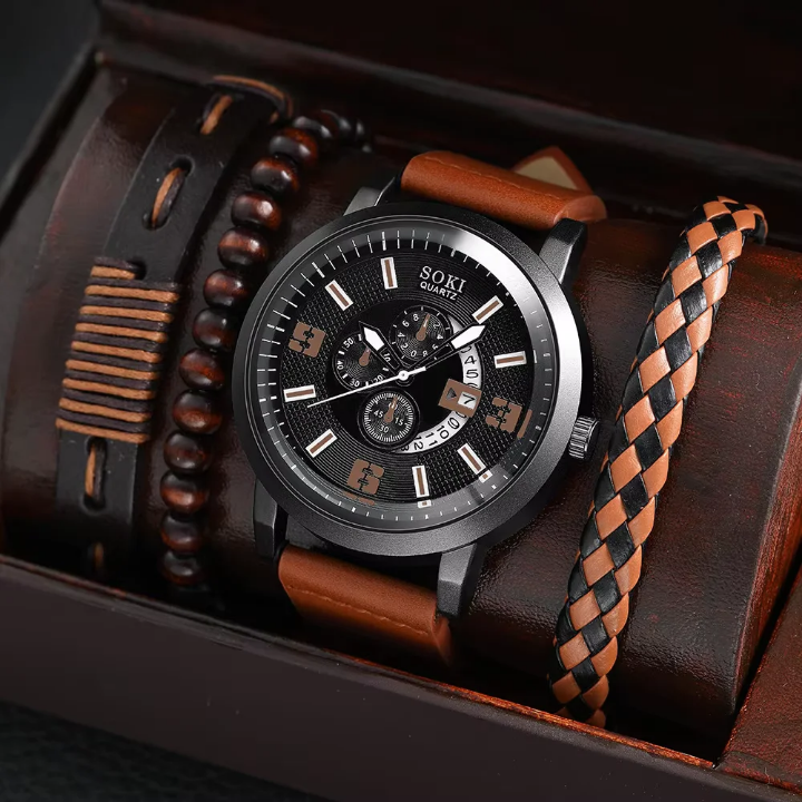 Montre homme Quartz bracelet en cuir 