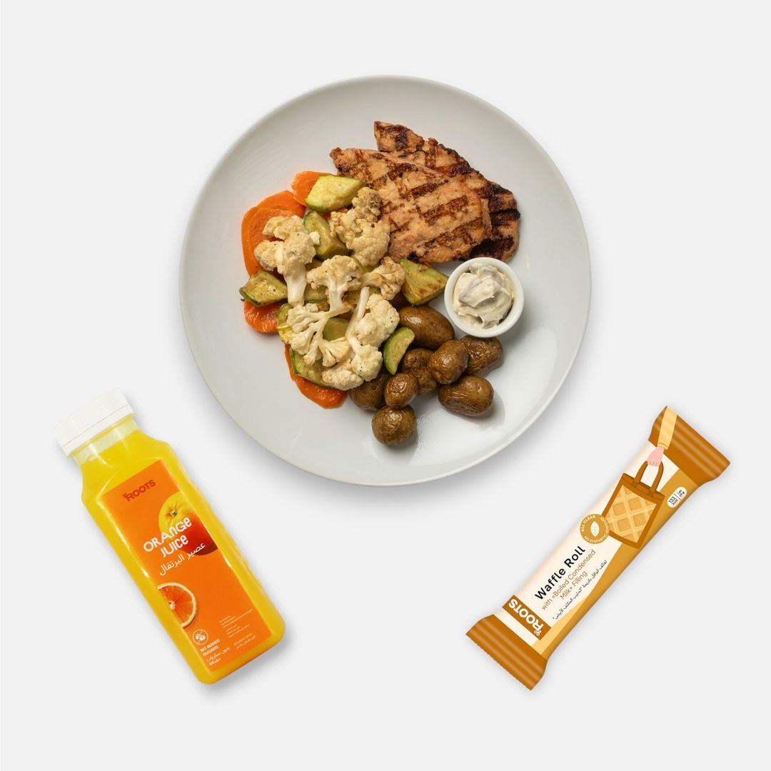 Combo Meal "Chicken Breast with Grilled Vegetables 480g + Drink + Dessert"
