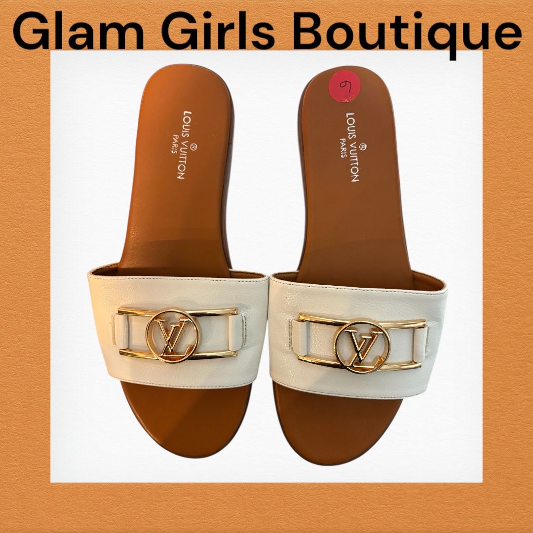 LV White Slides Size 7.5