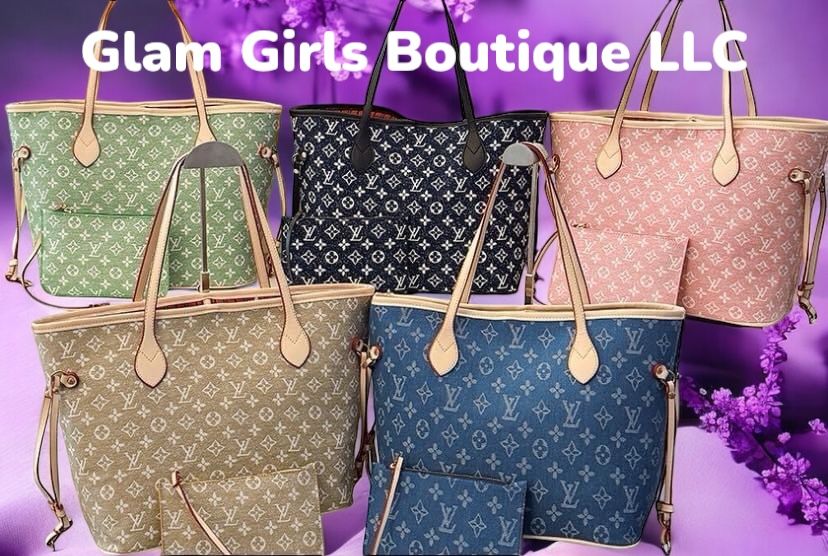 LV Large Shoulder Bag - Denim, Beige, Sage and Pink