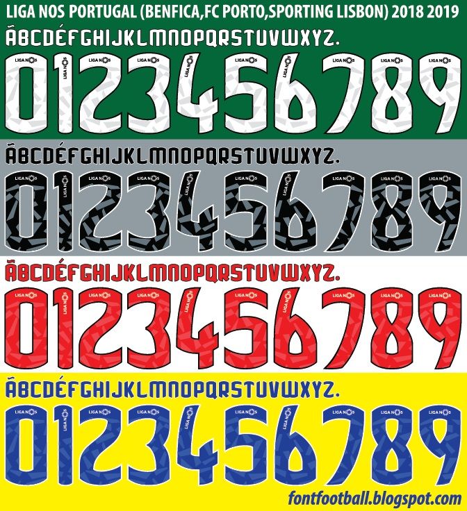 Font Vector Liga NOS Portugal BENFICA FC PORTO SPORTING LISBON 2018 2019 Shirt