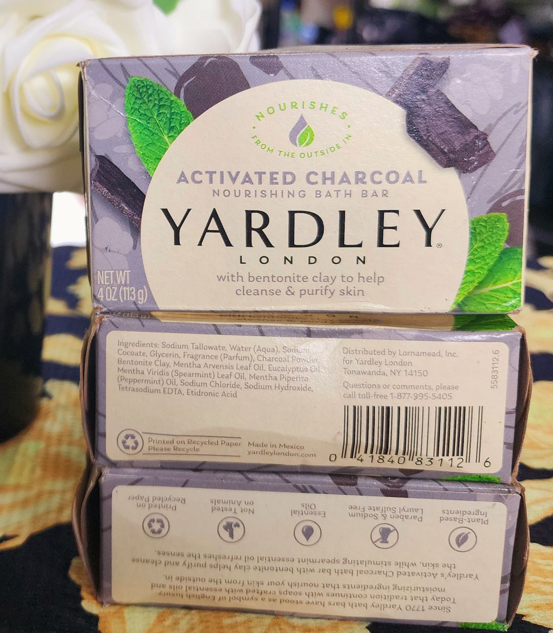Yardley london activated charcoal nourishing bath bar 