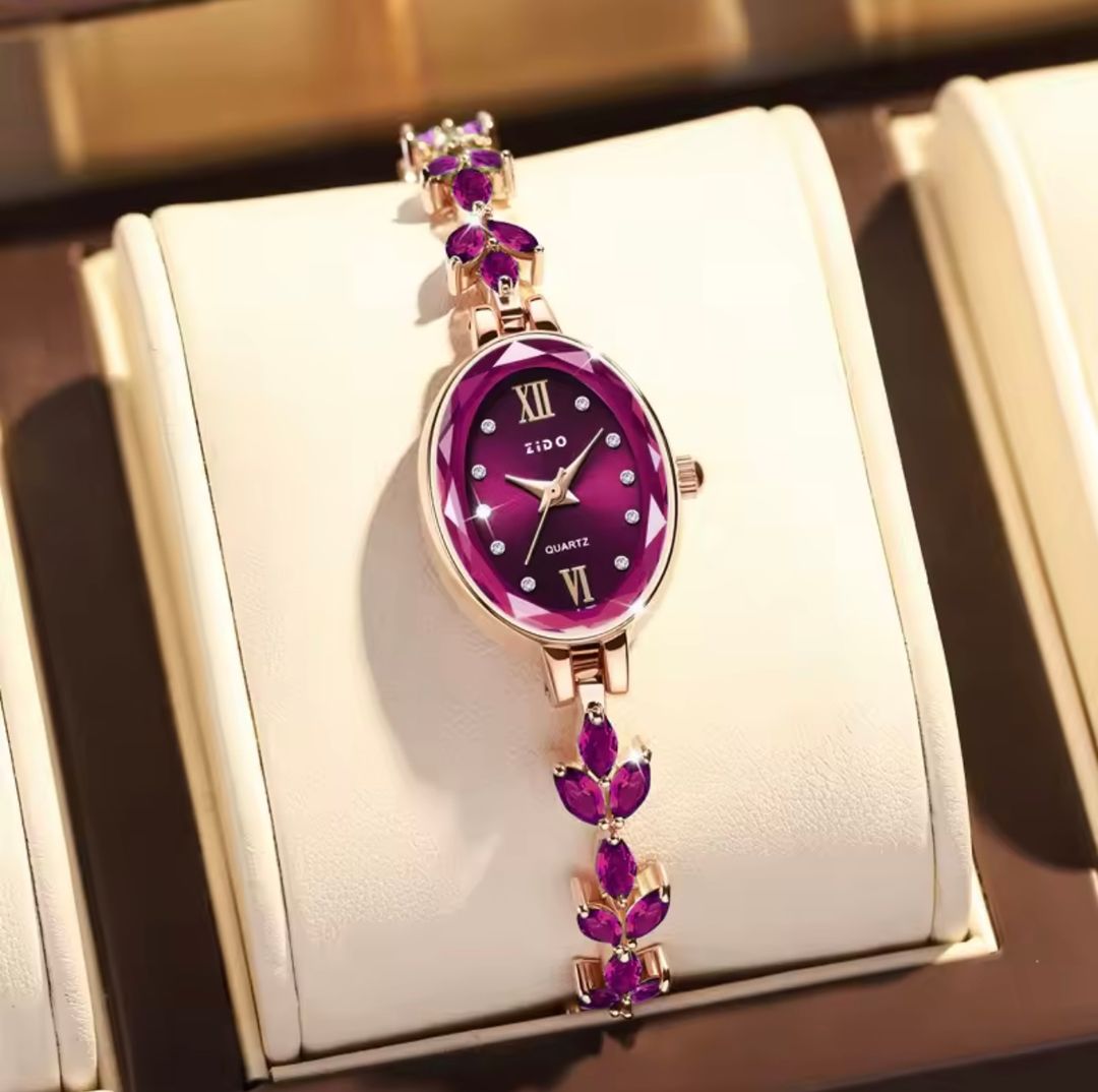 Montre femme UTHAI V22 – Quartz étanche, incrustée de diamants, design ovale