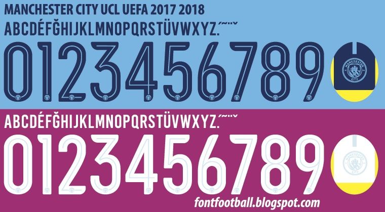 Font Vector Manchester City UCL 2017 2018 kit