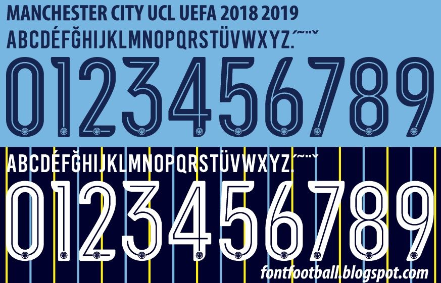 Font Vector Manchester City UCL 2018 2019 kit
