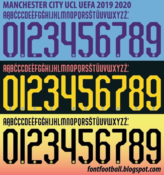 Font Vector Manchester City UCL 2019 2020 kit