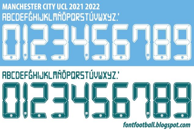 Font Vector Manchester City UCL 2021 2022 kit