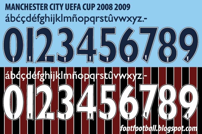 Font Vector Manchester City Cup 2008 2009 kit
