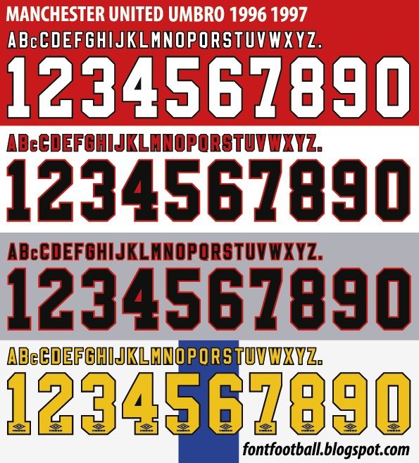 Font Vector Manchester United 1996 1997 kit