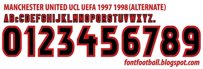 Font Vector Manchester United UCL 1997 1998 (ALTERNATE) kit