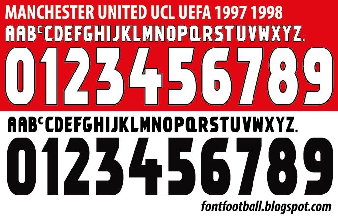 Font Vector Manchester United UCL 1997 1998 kit