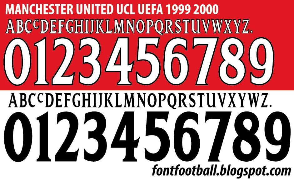 Font Vector Manchester United UCL 1999 2000 kit