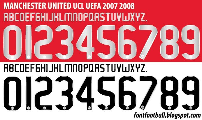 Font Vector Manchester United UCL 2007 2008 kit