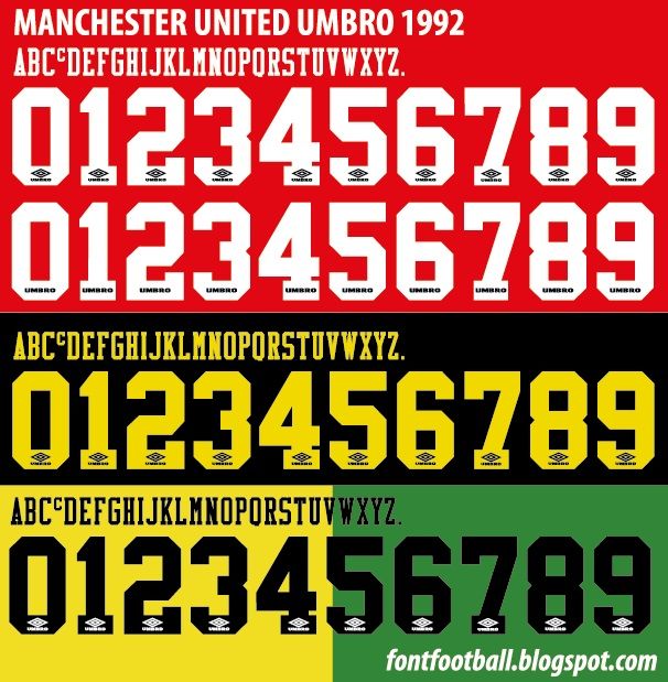 Font Vector Manchester United Umbro 1992 kit