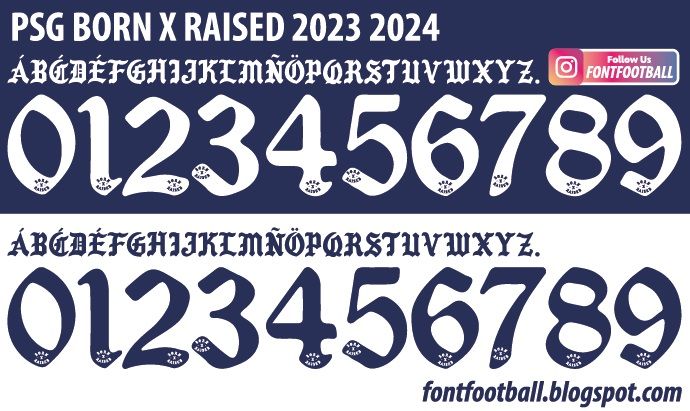 Font Vector PSG Born X Raised 2023 2024 kit