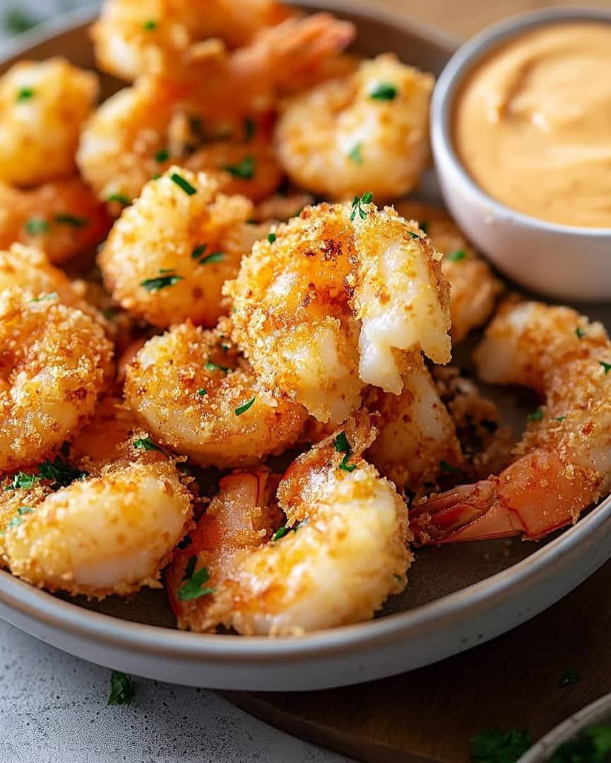CRISPY AIR-FRIED SHRIMP WITH SRIRACHA MAYO