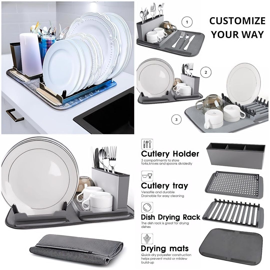 Dish Drying Rack with Mat