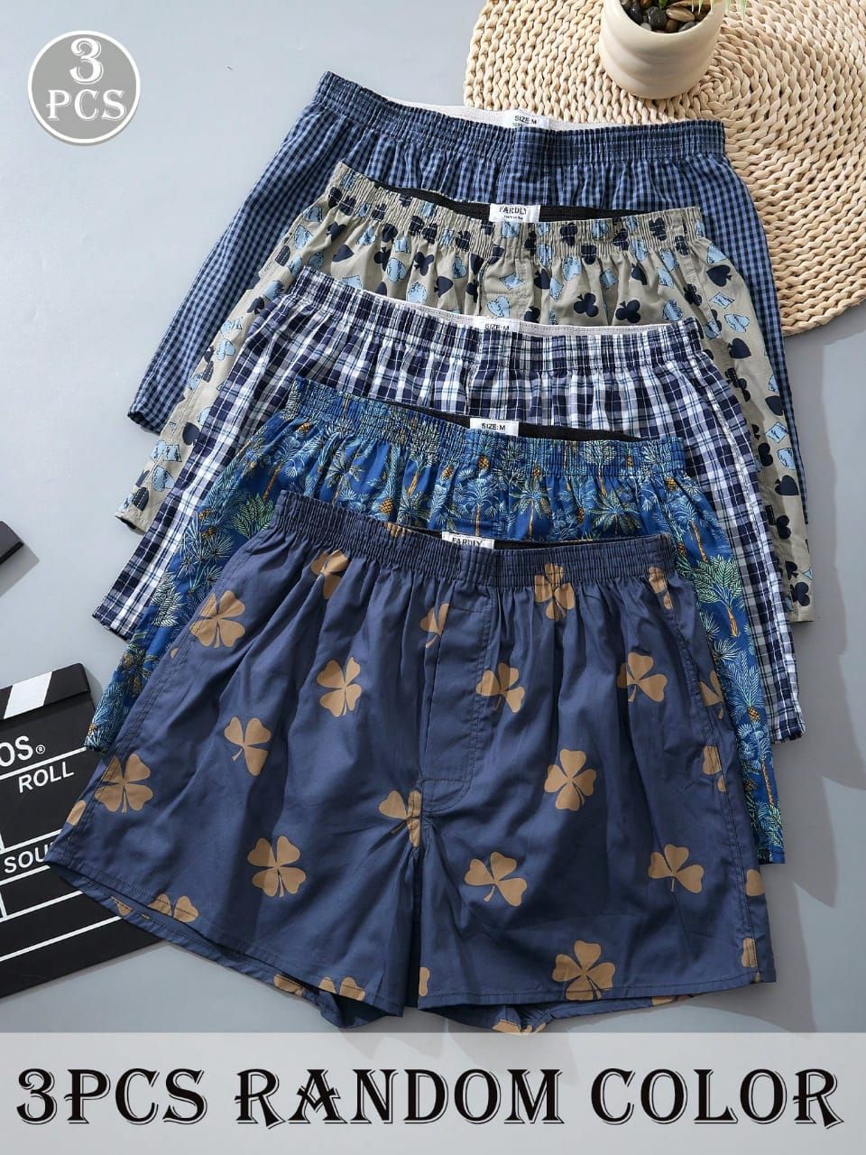 3 Pcs Random Men's Printed Classic Pants