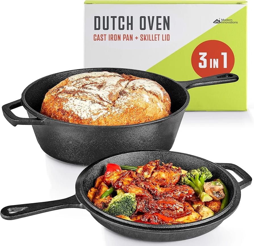 2 Piece Cast Iron Pan Set 3 in 1