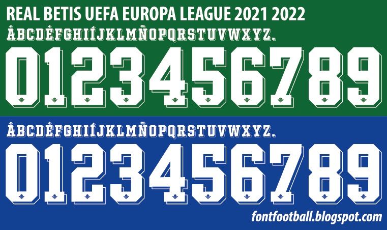 Font Vector Real Betis Europa League 2021 2022 kit